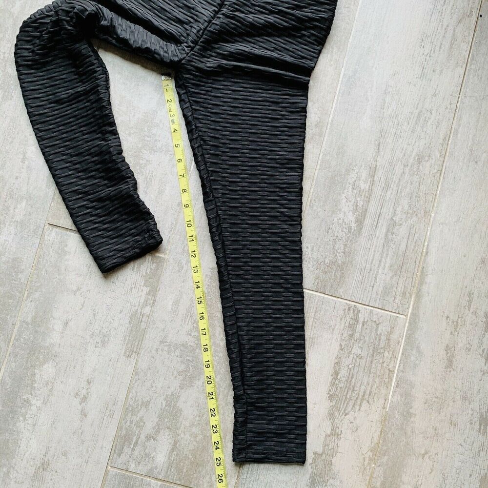 Los Angeles Boutique Black Scrunch Butt Stretch Leggings NEW Textured Flatter M - Picture 8 of 8